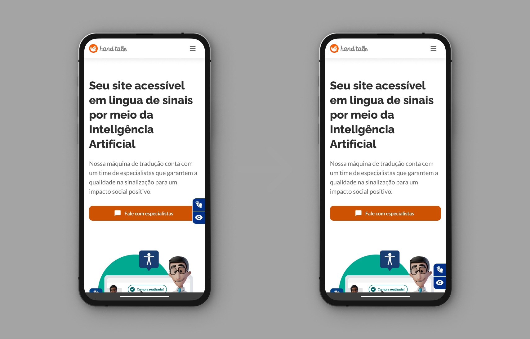 Fotografias do site indicação de variação da altura do posicionamento do botão do plugin.