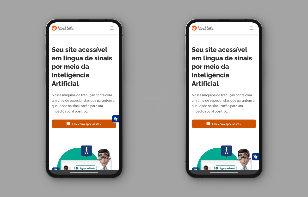 Fotografias do site indicação de variação da altura do posicionamento do botão do plugin.