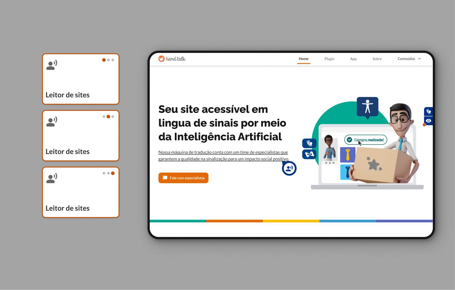 Leitor de Sites ativado no site da Hand Talk