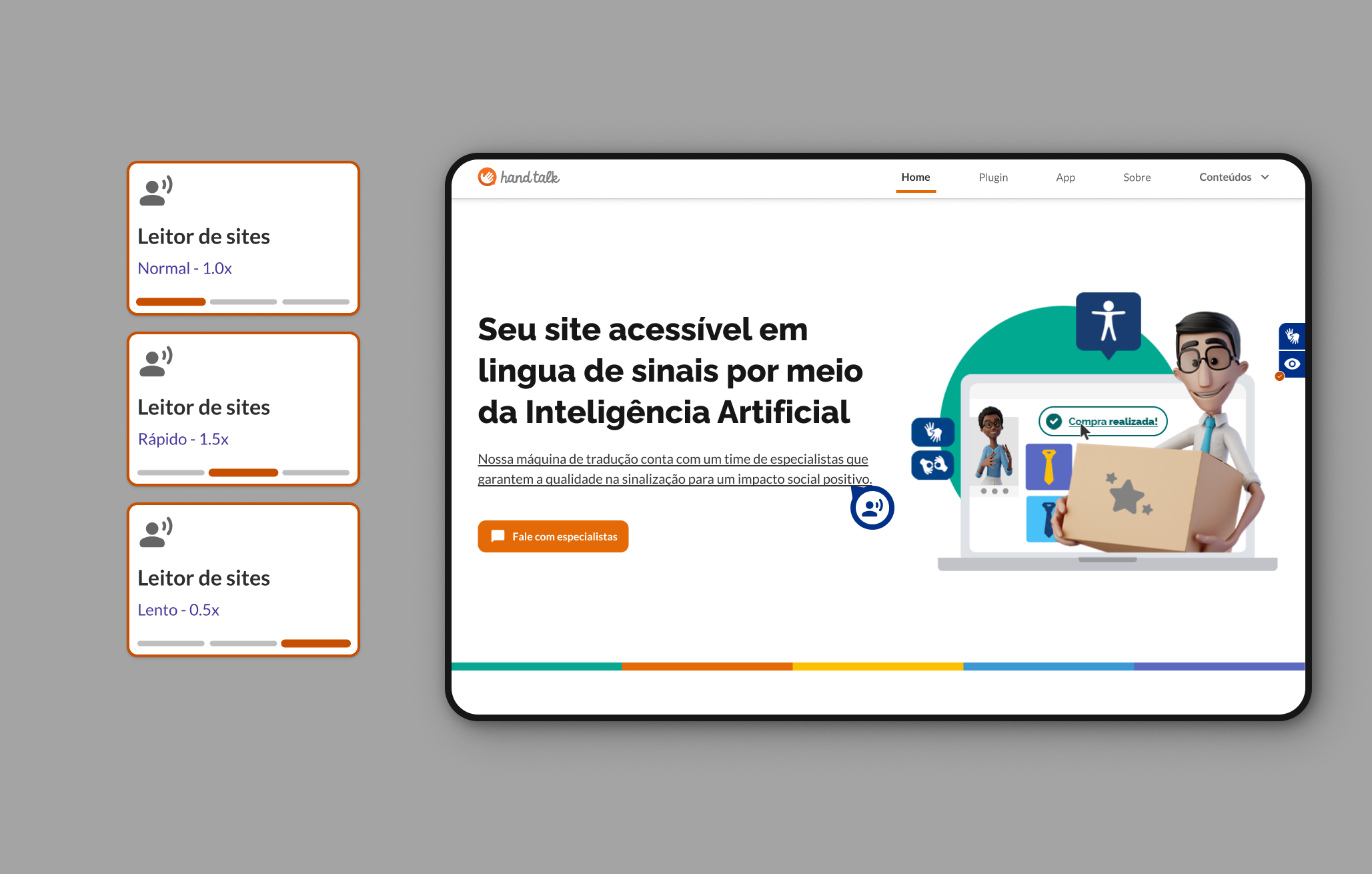 Leitor de Sites ativado no site da Hand Talk