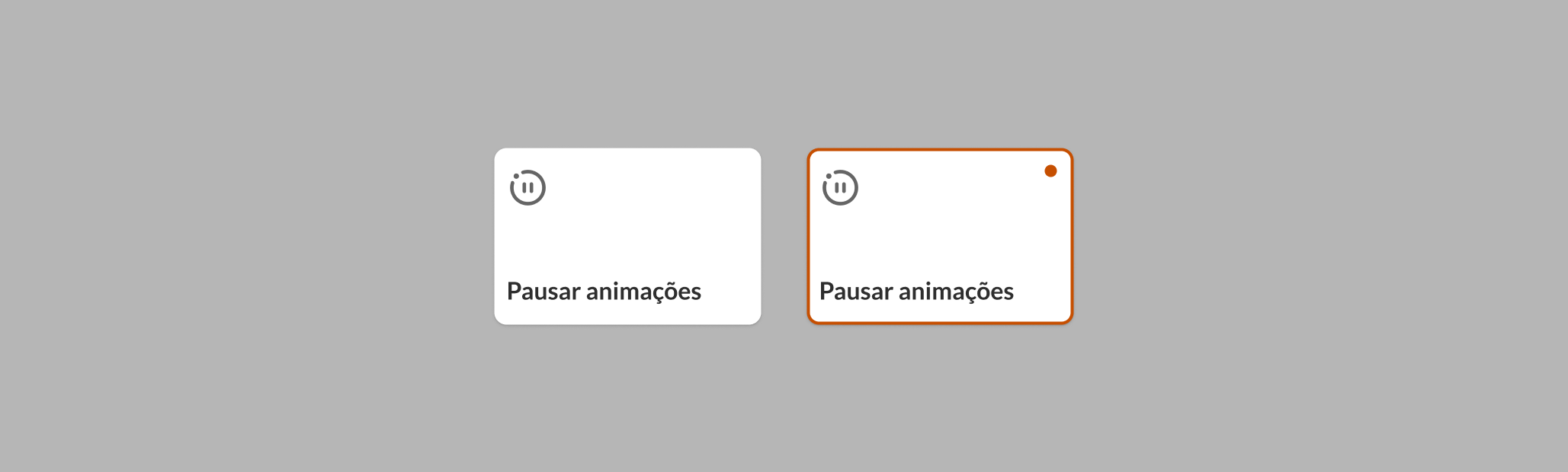 Montagem demonstrando botão de Pausar Animações ativado e desativado