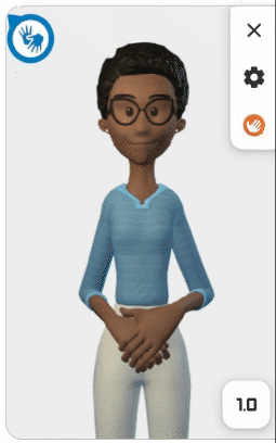 Maya realizando uma tradução e a funcionalidade de pausar e despausar sendo utilizada.