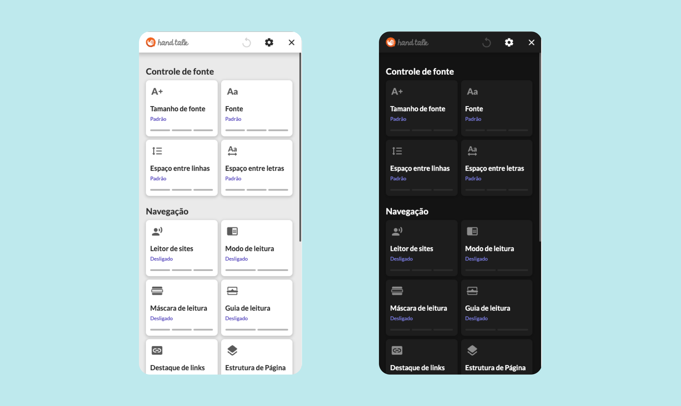 Recursos assistivos aberto no site da Hand Talk