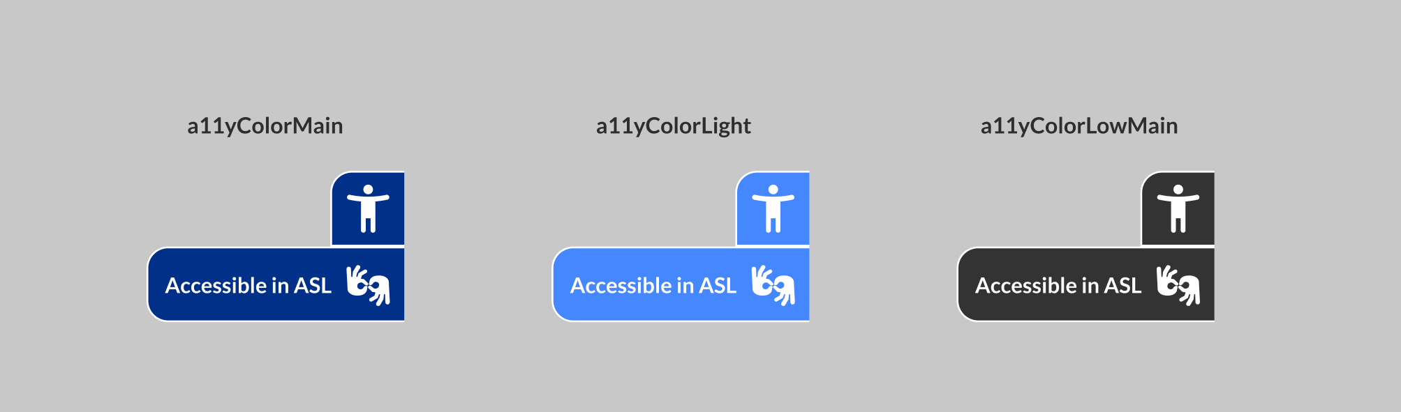 Hand Talk buttons with the three available colors: dark blue, light blue, and black