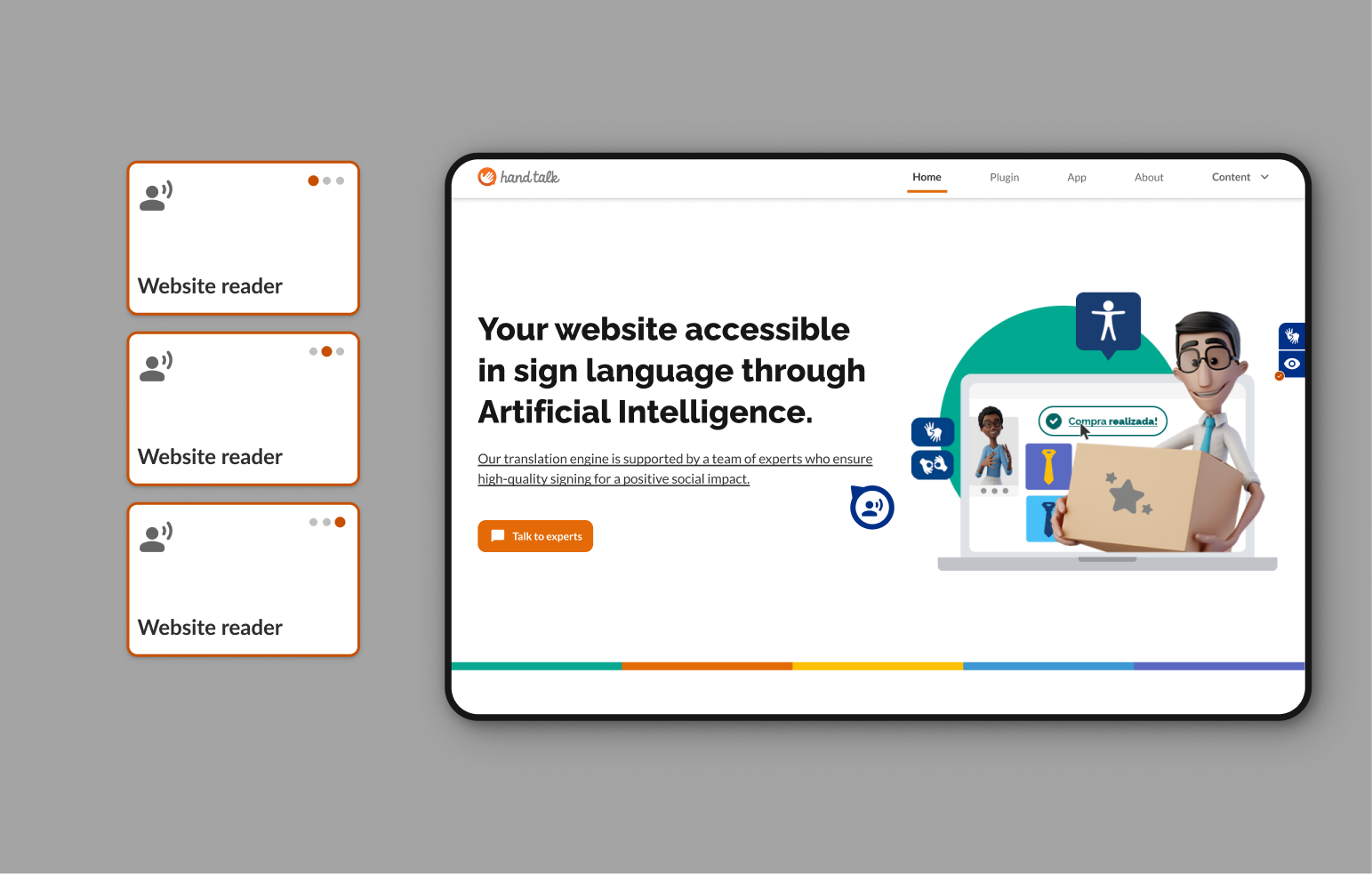 Website Reader activated on the Hand Talk site