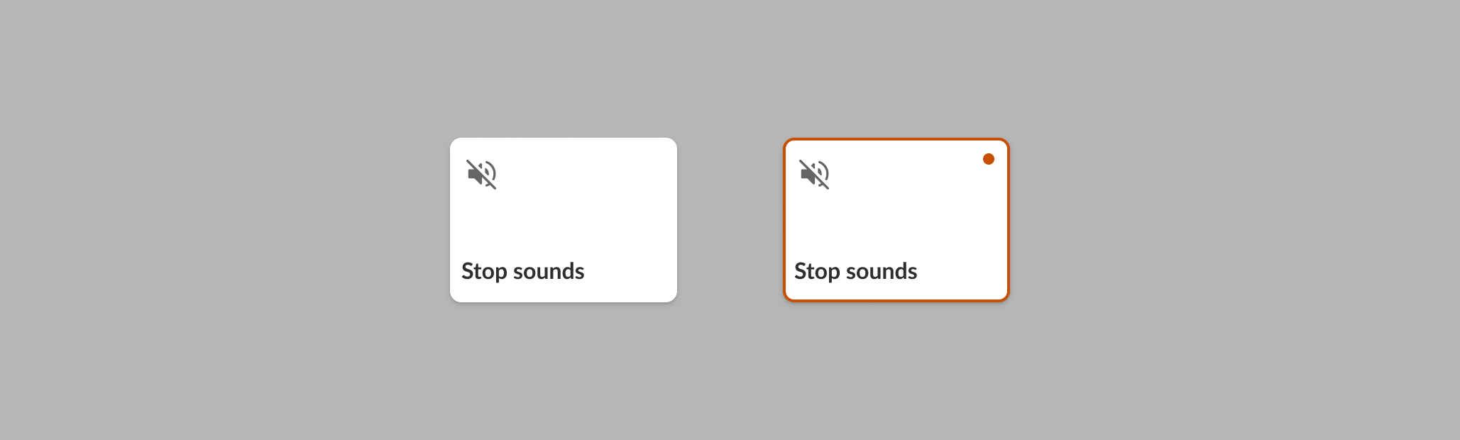 Montage showing the Stop Sounds button activated and deactivated