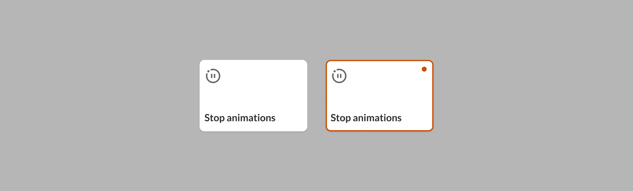 Montage showing the Stop Animations button activated and deactivated