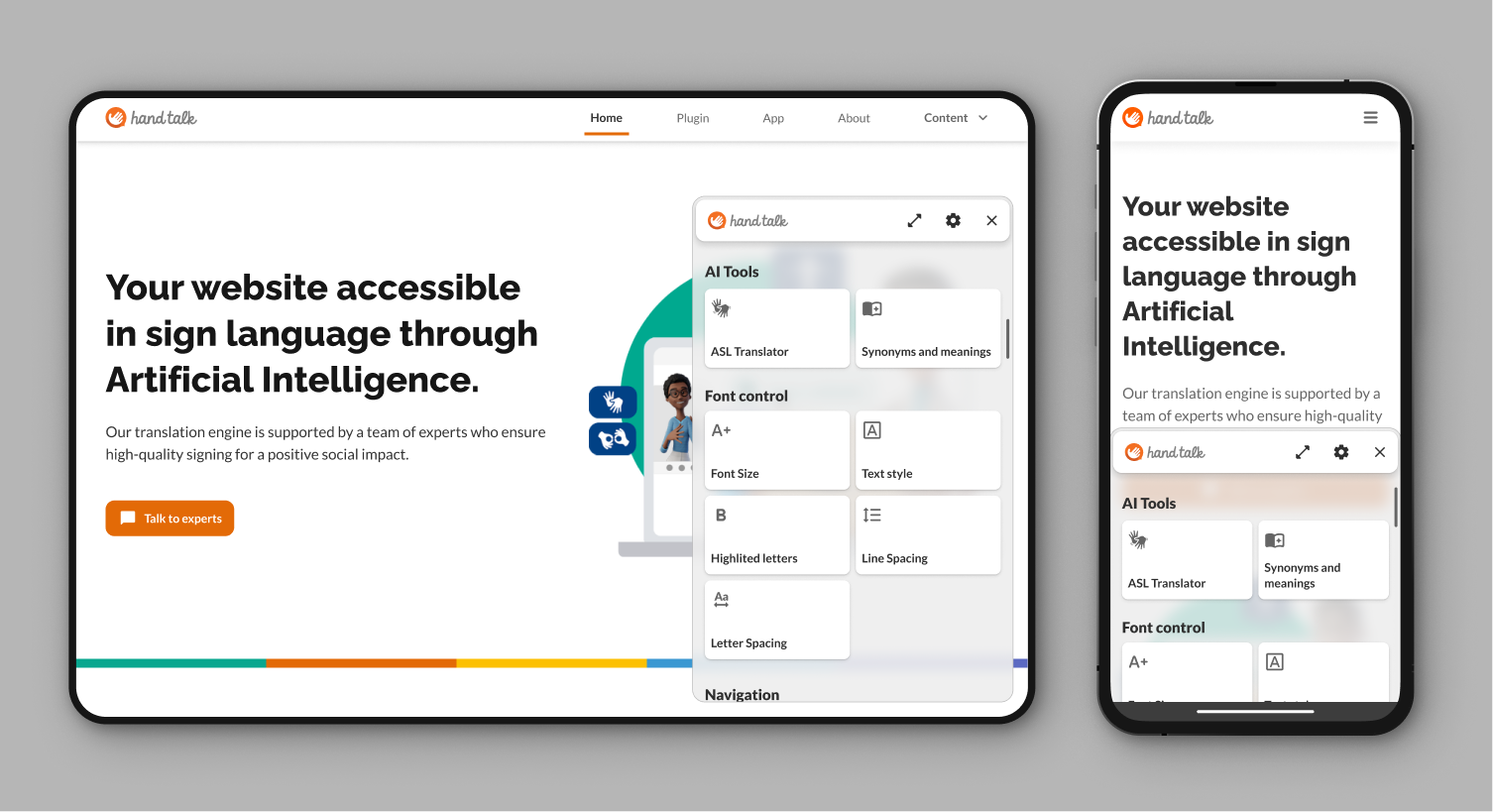 Accessibility Features window open on desktop and mobile